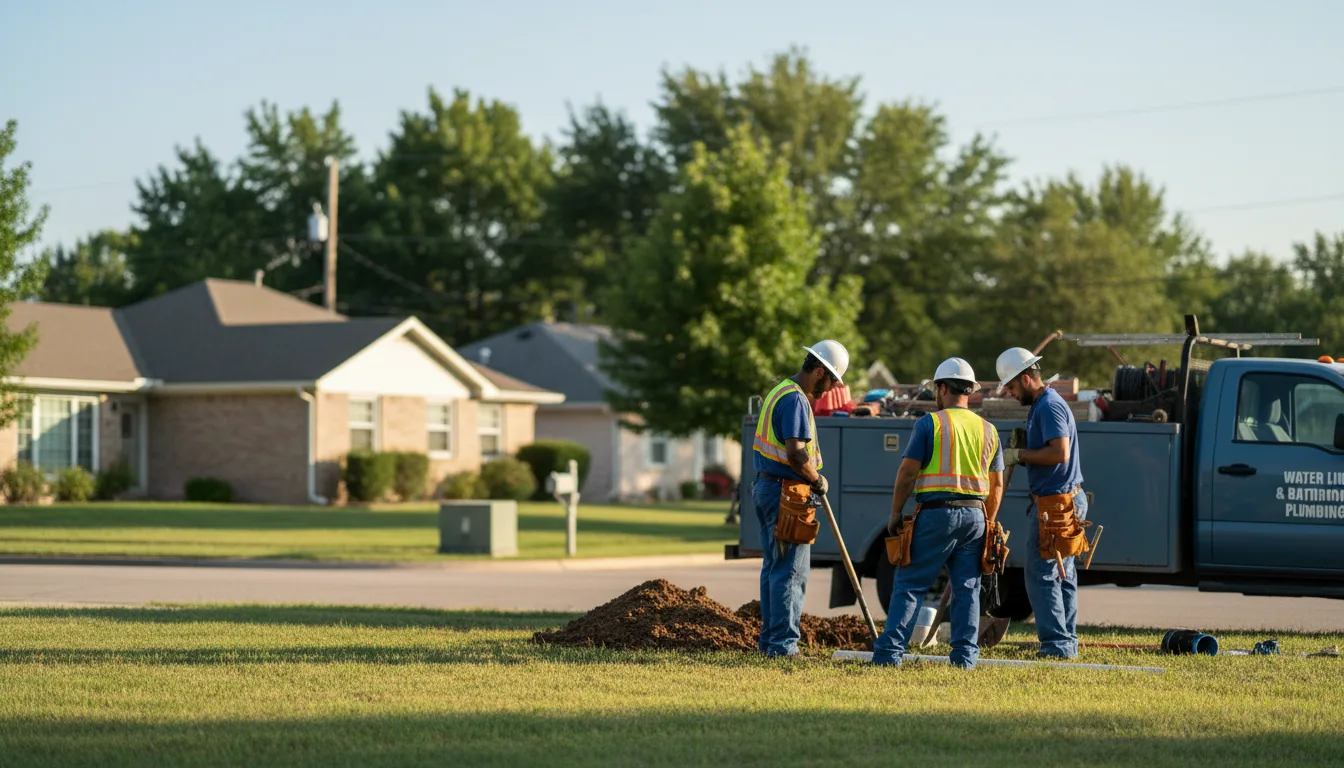 Residential water line and bathroom plumbing service in Highland, OH